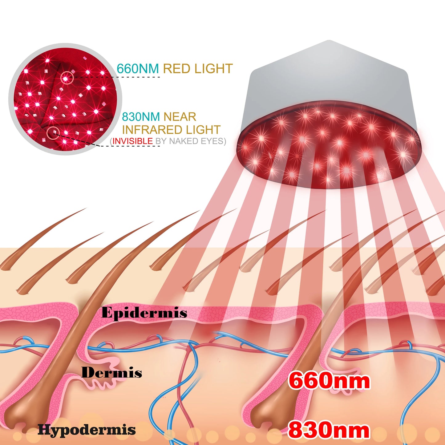 Red Light Therapy Cap — 660nm + 850nm